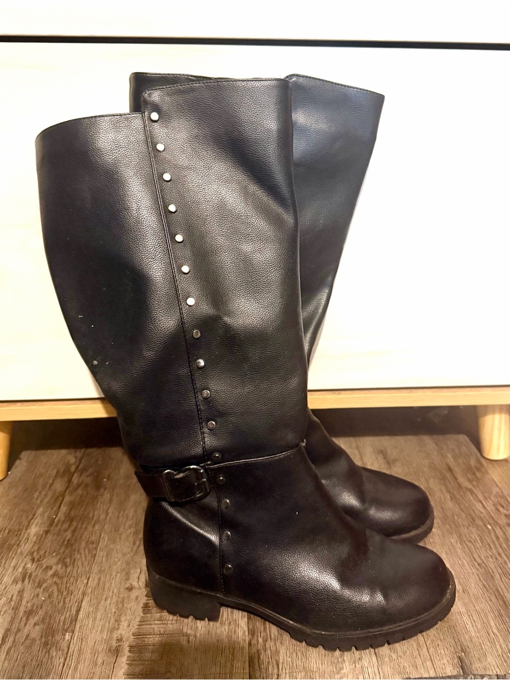 Classic Black Over-the-Knee Women's Boots with Stud Detail
